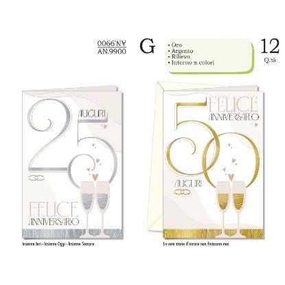 Immagine di BIGLIETTI CROMO ANNIVERSARIO 25 E 50 ANNI 12pz