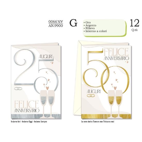 Immagine di BIGLIETTI CROMO ANNIVERSARIO 25 E 50 ANNI 12pz