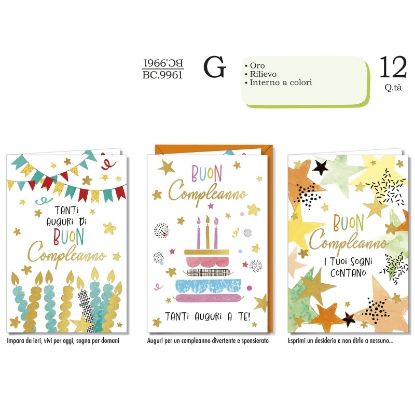 Immagine di BIGLIETTI CROMO COMPLEANNO GENERICO 12pz