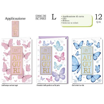 Immagine di BIGLIETTI CROMO COMPLEANNO FEMMINILE APPLICAZIONE 12pz