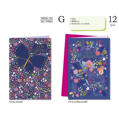 Immagine di BIGLIETTI CROMO COMPLEANNO FEMMINILE 12pz