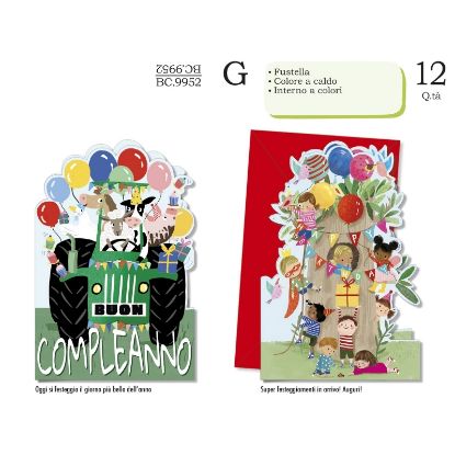Immagine di BIGLIETTI CROMO COMPLEANNO BAMBINI 12pz