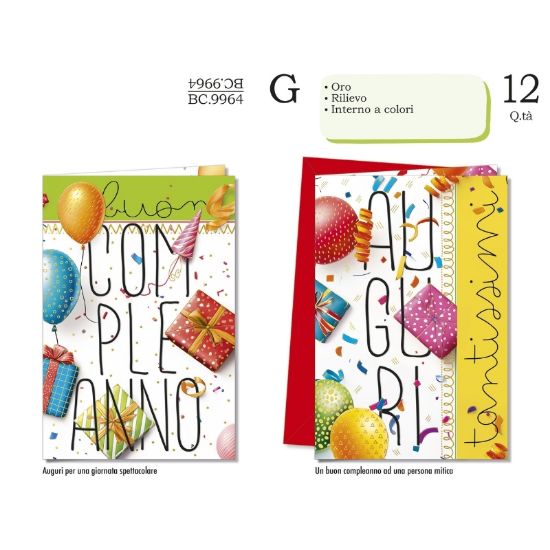 Immagine di BIGLIETTI CROMO COMPLEANNO GENERICO 12pz