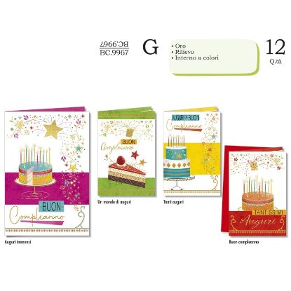 Immagine di BIGLIETTI CROMO COMPLEANNO GENERICO 12pz