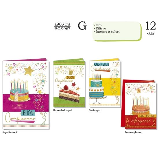 Immagine di BIGLIETTI CROMO COMPLEANNO GENERICO 12pz