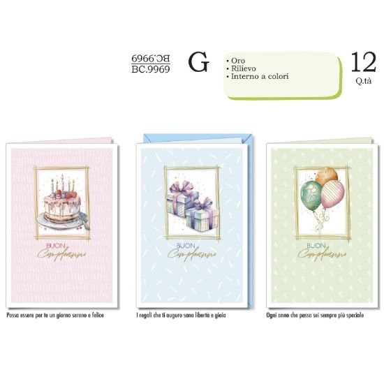 Immagine di BIGLIETTI CROMO COMPLEANNO GENERICO 12pz