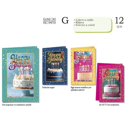 Immagine di BIGLIETTI CROMO COMPLEANNO GENERICO 12pz