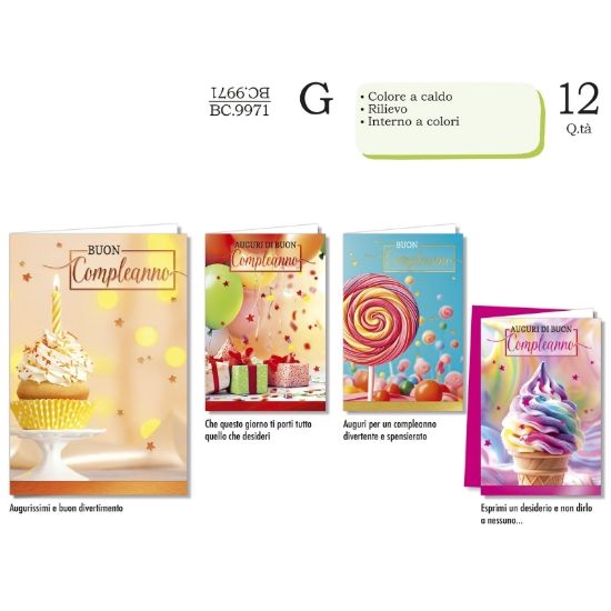 Immagine di BIGLIETTI CROMO COMPLEANNO GENERICO 12pz