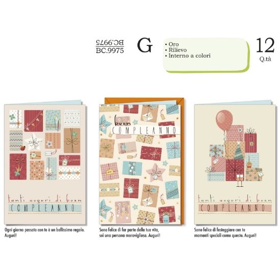 Immagine di BIGLIETTI CROMO COMPLEANNO GENERICO 12pz