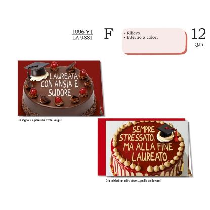 Immagine di BIGLIETTI CROMO LAUREA TORTE 12pz