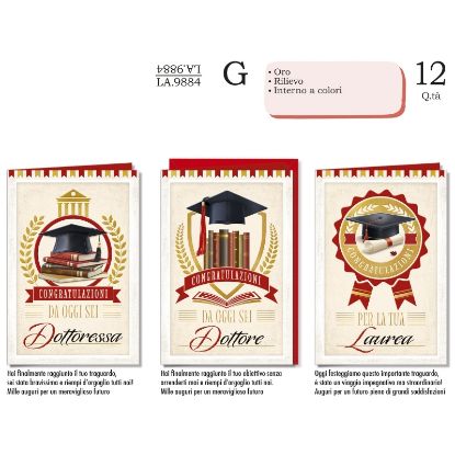 Immagine di BIGLIETTI CROMO LAUREA 12pz