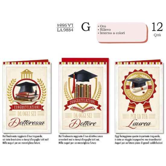 Immagine di BIGLIETTI CROMO LAUREA 12pz