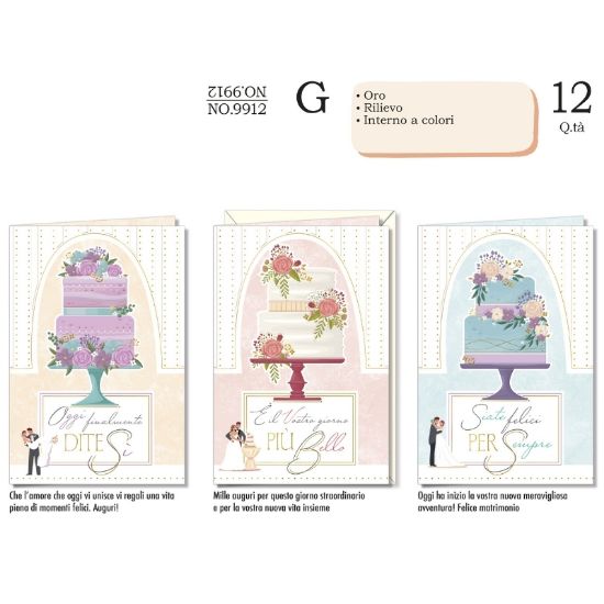 Immagine di BIGLIETTI CROMO NOZZE 12pz