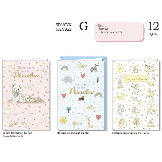 Immagine di BIGLIETTI CROMO NASCITA 12pz