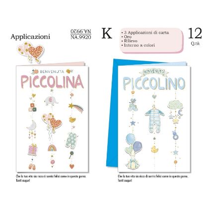 Immagine di BIGLIETTI CROMO NASCITA 12pz