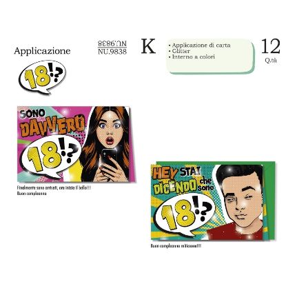 Immagine di BIGLIETTI CROMO 18 ANNI 12pz