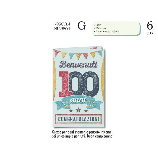 Immagine di BIGLIETTI CROMO NUMERI 100 6pz