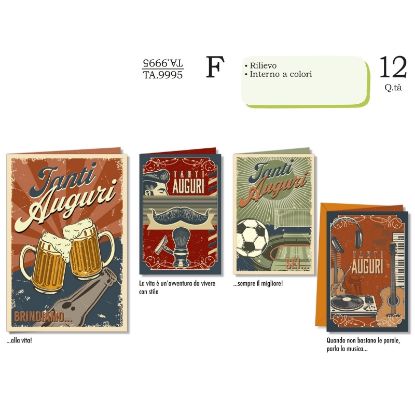 Immagine di BIGLIETTI CROMO AUGURI MASCHILE 12pz