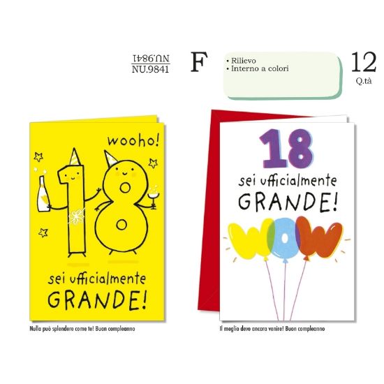 Picture of BIGLIETTI CROMO 18 ANNI 12pz