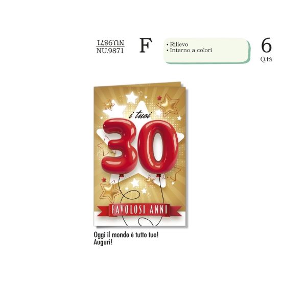 Immagine di BIGLIETTI CROMO NUMERI 30 6pz