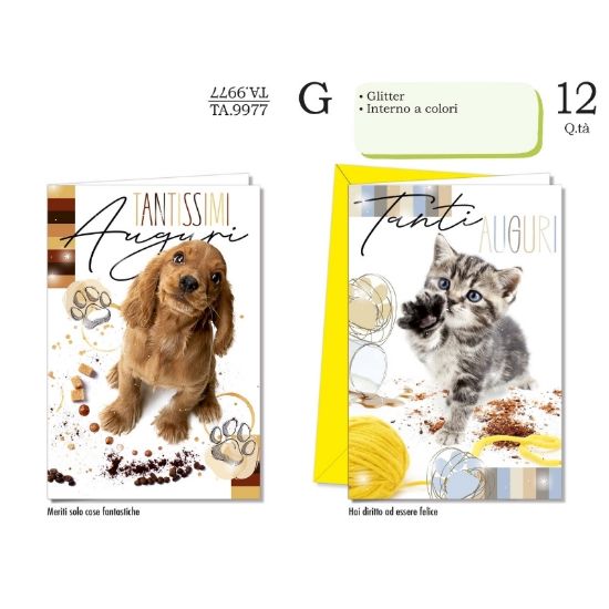 Immagine di BIGLIETTI CROMO AUGURI CUCCIOLI 12pz