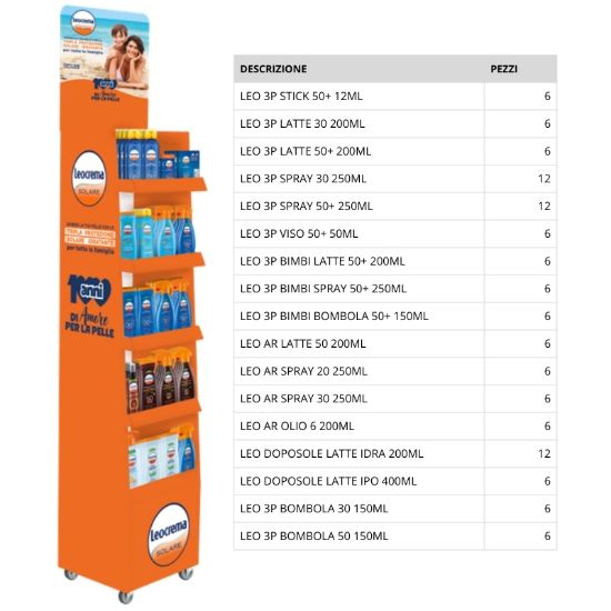 Immagine di SOLARI LEOCREMA EXPO 120pz DA TERRA CON ROTELLE ASSORTITO - SUMMER 2026