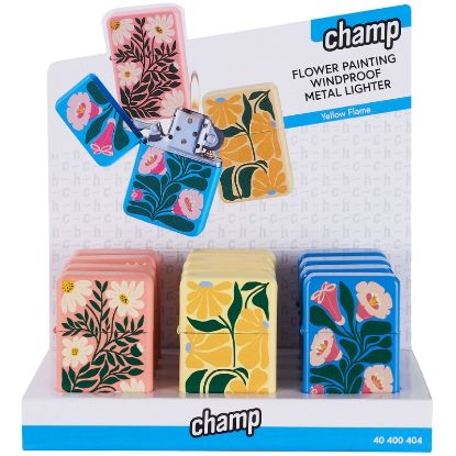 Picture of ACCENDINO CHAMP PIETRINA METAL 12pz FLOWER (simile zippo)