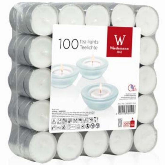 Immagine di CANDELA T-LIGHT 100pz D3,9 H1,5cm BIANCA ALLUMINIO