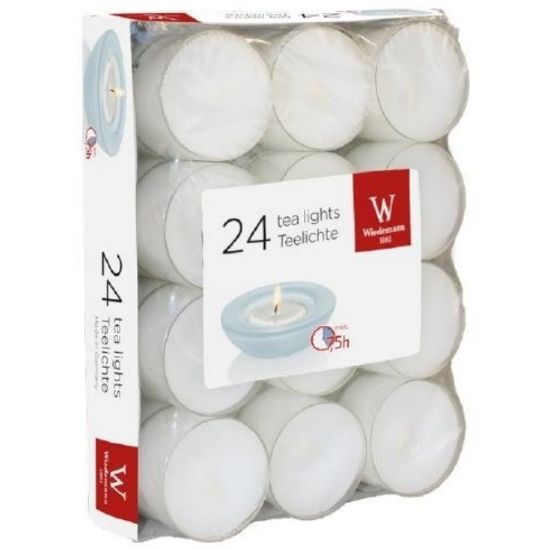 Immagine di CANDELA T-LIGHT 24pz D3,8 H2,4cm BIANCA TRASPARENTE