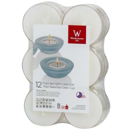 Immagine di CANDELA T-LIGHT MAXI 12pz D5,6 H2,1cm BIANCA TRASPARENTE