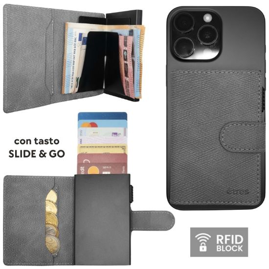 Picture of PORTAFOGLIO UNISEX 1pz ETRES SMART SLIDE SAFFIANO GREY + SCATOLA REGALO E BORSA