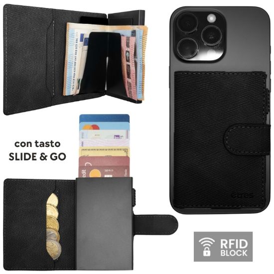 Picture of PORTAFOGLIO UNISEX 1pz ETRES SMART SLIDE SAFFIANO BLACK + SCATOLA REGALO E BORSA