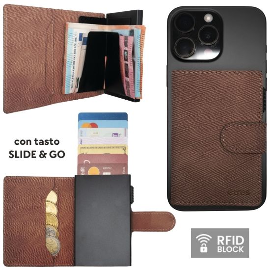 Immagine di PORTAFOGLIO UNISEX 1pz ETRES SMART SLIDE SAFFIANO DARK BROWN + SCATOLA REGALO E BORSA