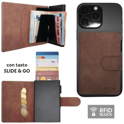 Picture of PORTAFOGLIO UNISEX 1pz ETRES SMART SLIDE SAFFIANO DARK BROWN + SCATOLA REGALO E BORSA