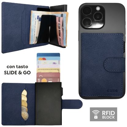 Picture of PORTAFOGLIO UNISEX 1pz ETRES SMART SLIDE SAFFIANO DARK BLUE + SCATOLA REGALO E BORSA