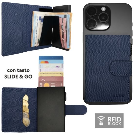 Picture of PORTAFOGLIO UNISEX 1pz ETRES SMART SLIDE SAFFIANO DARK BLUE + SCATOLA REGALO E BORSA