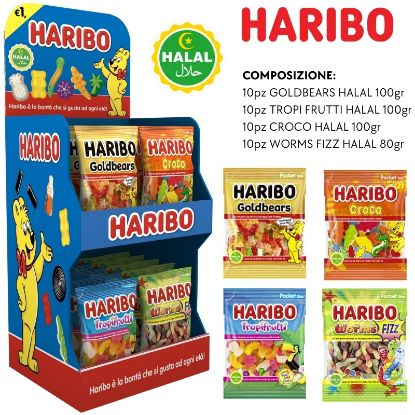 Immagine di HARIBO BUSTA EXPO HALAL 40pz EXPO DA BANCO ASSORTITO