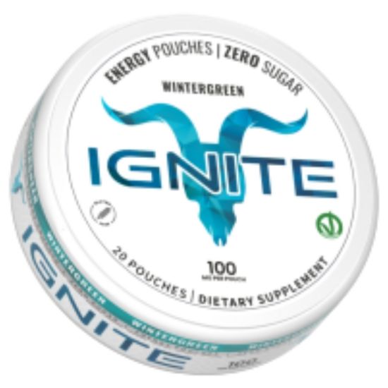Picture of IGNITE CAFFEINE ENERGY POUCHES WINTERGREEN 100mg/pouch