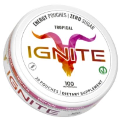 Picture of IGNITE CAFFEINE ENERGY POUCHES TROPICAL 100mg/pouch