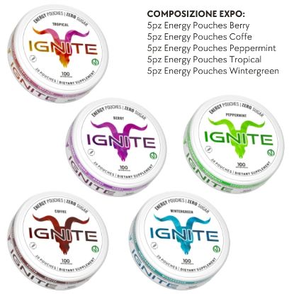 Picture of IGNITE CAFFEINE ENERGY POUCHES EXPO 25pz - 100mg 5gusti assortiti