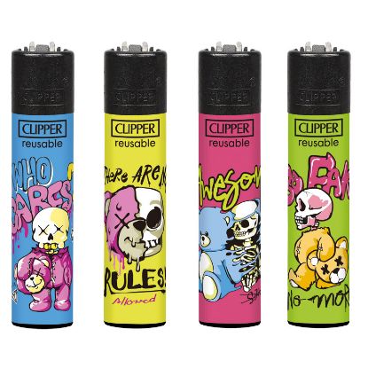 Picture of ACCENDINO CLIPPER PIETRINA 48pz BEAR SKULLS