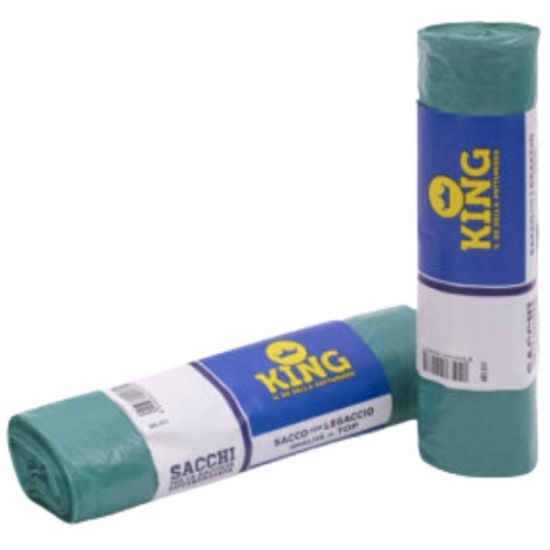 Picture of SACCHETTI IMMONDIZIA 70x110cm 180gr 10pz VERDI CON LEGACCIO