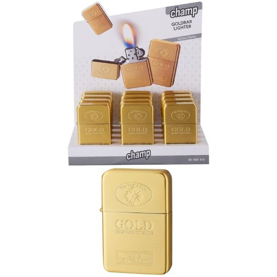 Immagine di ACCENDINO CHAMP PIETRINA METAL 12pz GOLD (simile zippo)