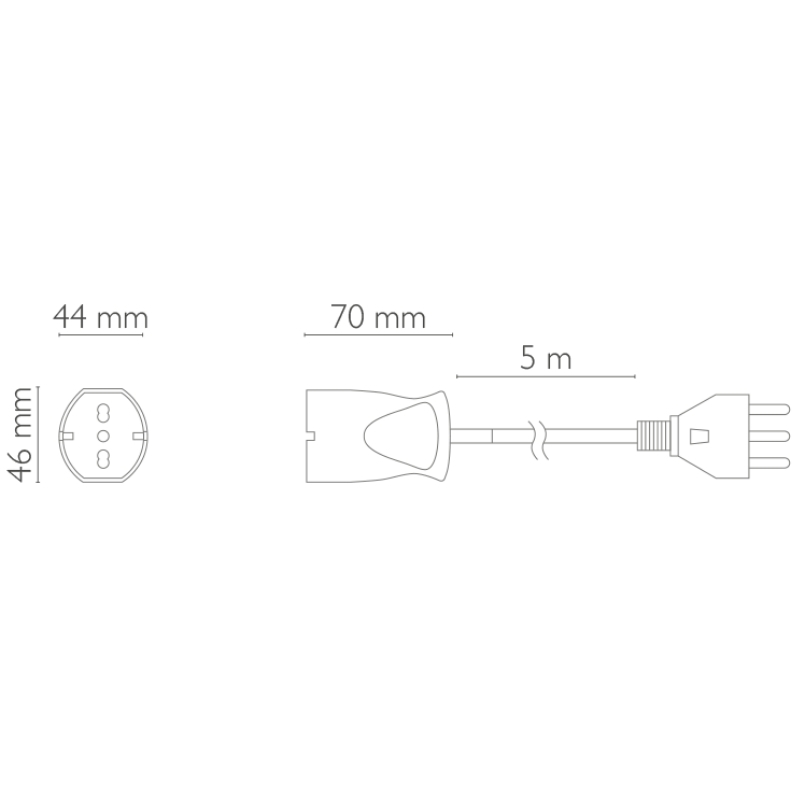 Immagine di CAVO PROLUNGA 5mt SPINA 16A/SCHUKO PRESA 10/16A BIANCO -  NOVALINE