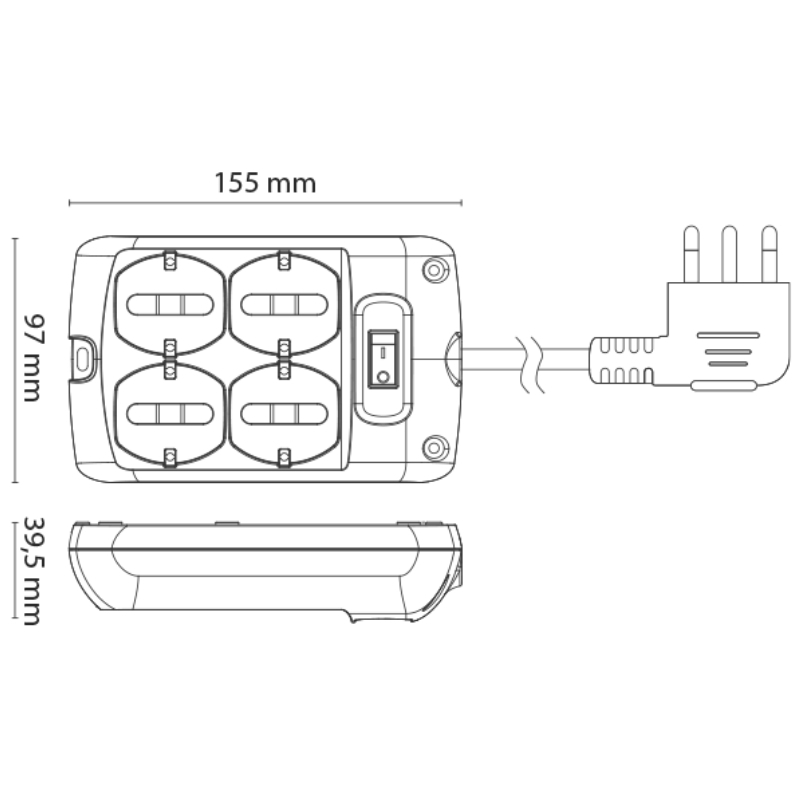 Picture of MULTIPRESA CIABATTA 4 POSTI INTERRUTTORE SCHUKO SPINA 16A -  NOVALINE