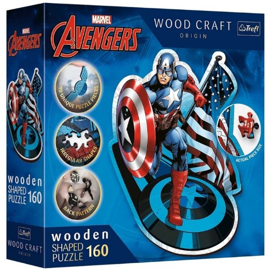 Immagine di PUZZLE 160pz Wooden Shaped PUZZLE -Fearless Capitan America /