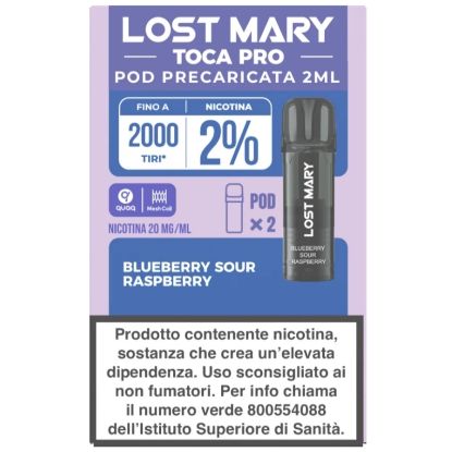 Picture of ELFBAR LOSTMARY TOCA PRO RIC. POD 1x2pz 20mg/ml BLUEBERRY SOUR RASPBERRY - PLN016099