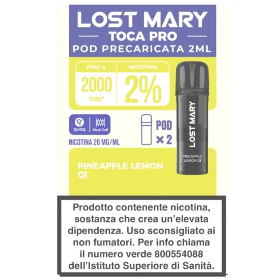 Immagine di ELFBAR LOSTMARY TOCA PRO RIC. POD 1x2pz 20mg/ml PINEAPPLE LEMON QI - PLN016113