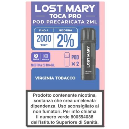 Immagine di ELFBAR LOSTMARY TOCA PRO RIC. POD 1x2pz 20mg/ml VIRGINIA TOBACCO - PLN016122