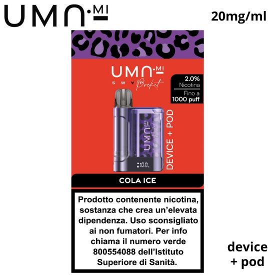 Immagine di UMA.MI SWAP POCKET SET DEVICE + POD 1pz COLA ICE 2ml 20mg/ml - PLN014783